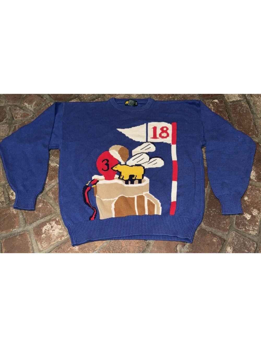 Vintage Golden Bear Gold By Jack Nicklaus Golf Sweater Size L Full Graphic